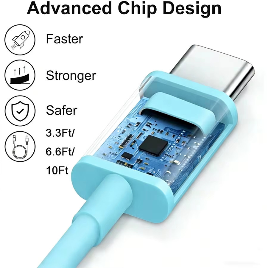 USB-C auf Typ-C PD-Schnellladekabel und Datenkabel für Huawei und Phone15 in Gelb und Blau - Bild 1