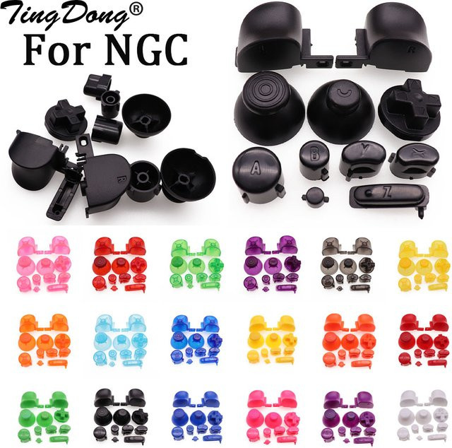 TingDong Ersatz-Tasten Set für Nintendo GameCube mit 3D Thumbsticks, ABXY, L/R und D-Pad sowie Power ON/OFF Tasten - Bild 1
