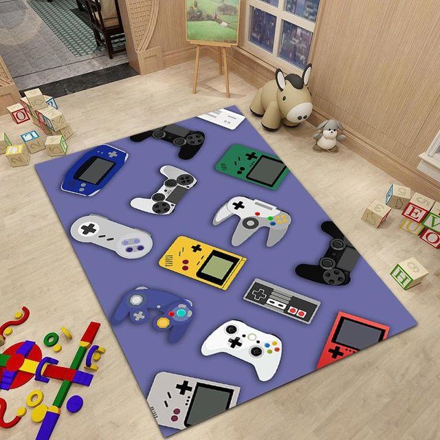 Rutschfester Druckteppich mit Spielcontroller-Aufdruck für Wohnzimmer und Computerraum, Multicolor, B/T: 60 x 40 cm - Bild 1