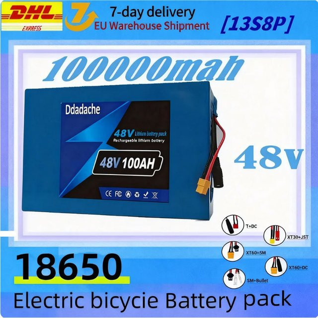 Ddadache Li-Ionen Akku 100000mAh 48V 13S8P in Blau für Citycoco Motorroller, Modellflugzeuge, Elektrowerkzeuge und Solarwechselrichter - Bild 1