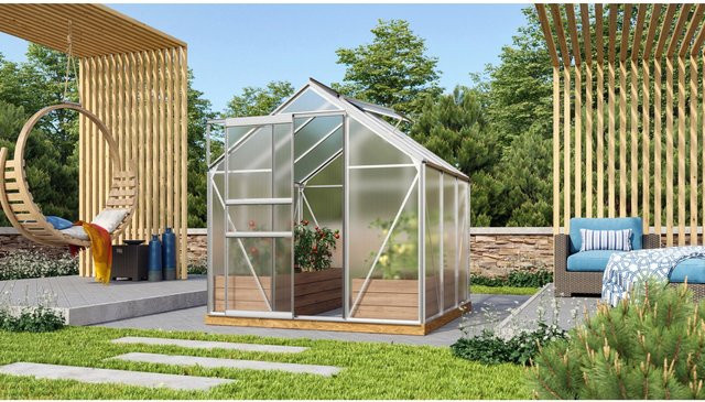 Vitavia Gewächshaus Venus 3800 HKP mit Aluminium-Vorzugsset in Silber und 4 mm Polycarbonat-Verglasung - Bild 1