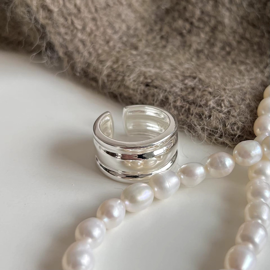 PANJBJ Ring, 925 Silber, Doppelschicht, Damen - Bild 3