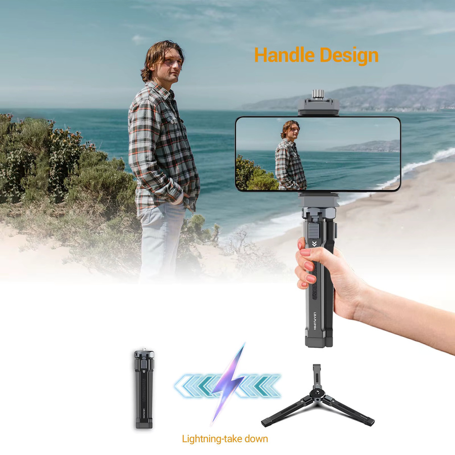 Leaplight Mini-Desktop-Stativ aus Aluminiumlegierung für Telefon und DSLR-Kamera in Schwarz oder Grau - Bild 5