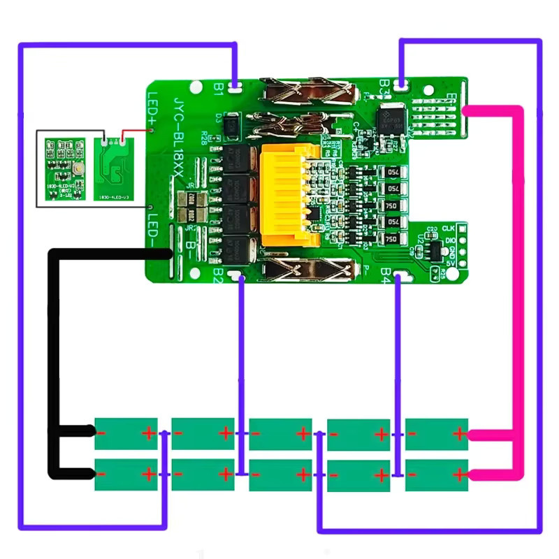 Makita Ersatzgehäuse mit Leiterplatte und Ladeschutz für 18V 4.0Ah Li-Ionen-Akkus, Schwarz - Bild 4