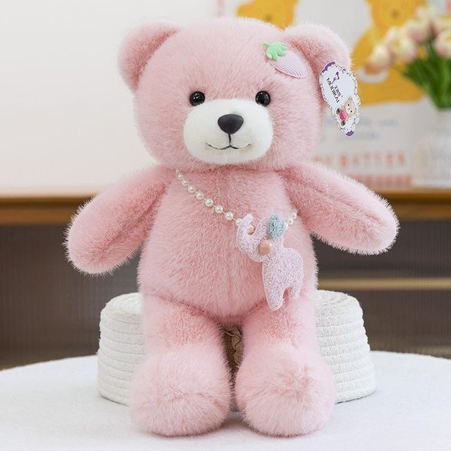 Teddybär Perlen-Rucksack Bär, Stoffpuppe, 30cm, grau - Bild 1