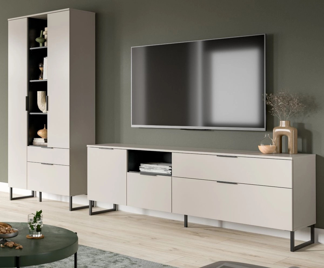 Wohnwand Morena von Inn.Furn in Kaschmir und Schwarz mit Soft-Close-Funktion, Breite: 290 cm - Bild 2