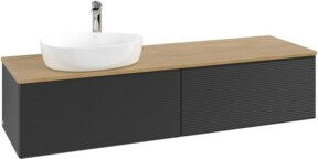 V&B Waschtischunterschrank Antao mit Frontstruktur, Farbe Honig Eiche, Wandhängend, Breite: 160 cm, Tiefe: 50 cm - Bild 1