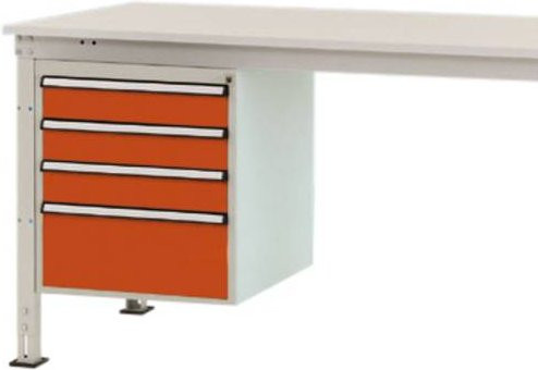 Manuflex ZB4812.2001 Gehäuse-Unterbau Stationär in Orange mit 4 Schubfächern und Nutzhöhe 500 mm für Tischtiefe 800 mm - Bild 1