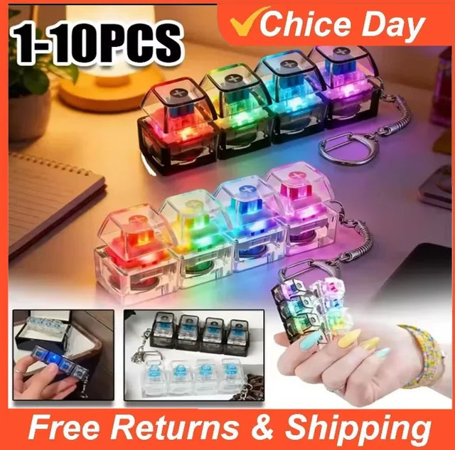 Amagi 4-Tasten-Tastatur-Fidget-Spielzeug-Schlüsselanhänger, mit LED, Bunt / Mehrfarbig - Bild 1