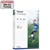 tecno Universal Kopierpapier DIN A3, Weiß, 80 g/m², 500 Blatt - Bild 1