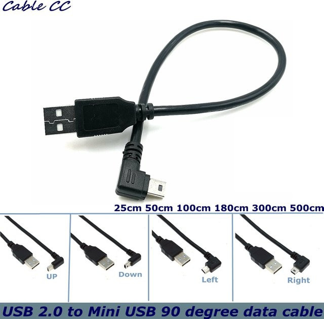 AXONUS USB 2.0 auf Mini-USB-B Datenkabel, 5-polig, abgewinkelt, Schwarz - Bild 1