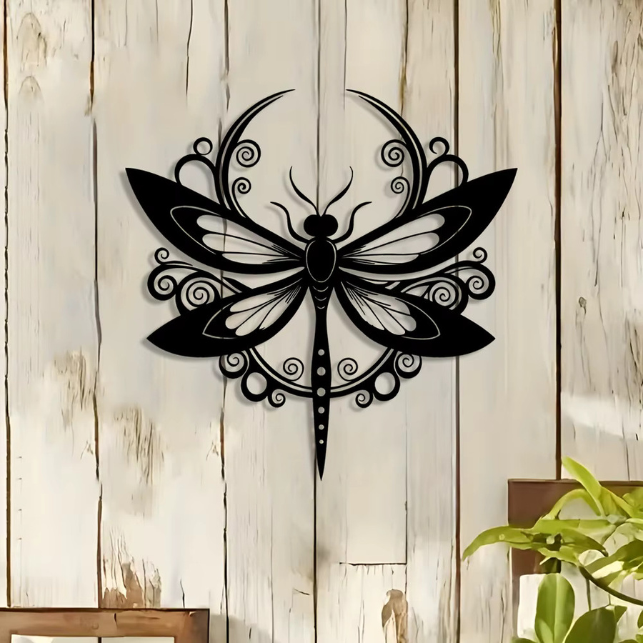 CIFBUY Metall-Libellen-Wanddekoration in Schwarz als 3D-Eisenkunst-Skulptur für Haus und Garten - Bild 3
