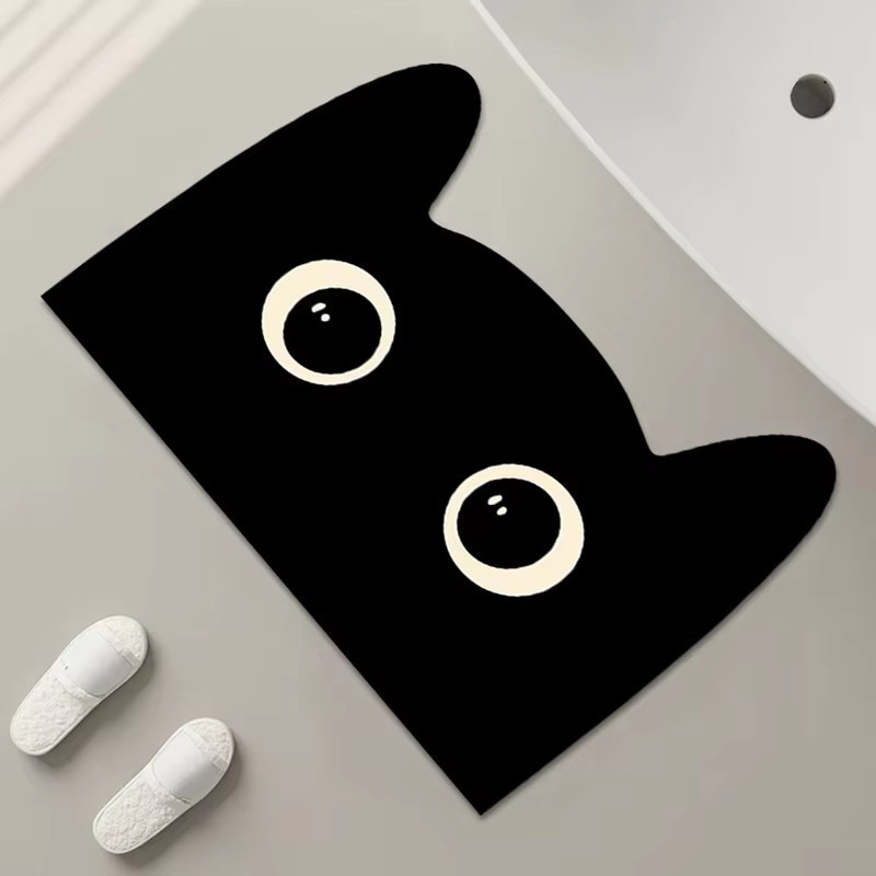 VIKAMA Cartoon Badezimmerteppich aus Silikagel, rutschfeste Bodenmatte mit Tier-Motiv, Schwarz, B/T: 60 x 40 cm - Bild 2