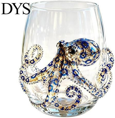 Handgefertigter künstlerischer Oktopus Glasbecher mit Tentakel-Design, transparentes Trinkglas für Meeresbewohner, 350 ml - Bild 1