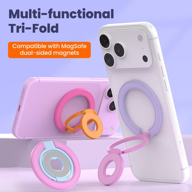 Olaf Universeller Doppelseitiger Magnetring Handyhalter mit 360 Grad Rotation in Pink und Purple - Bild 1