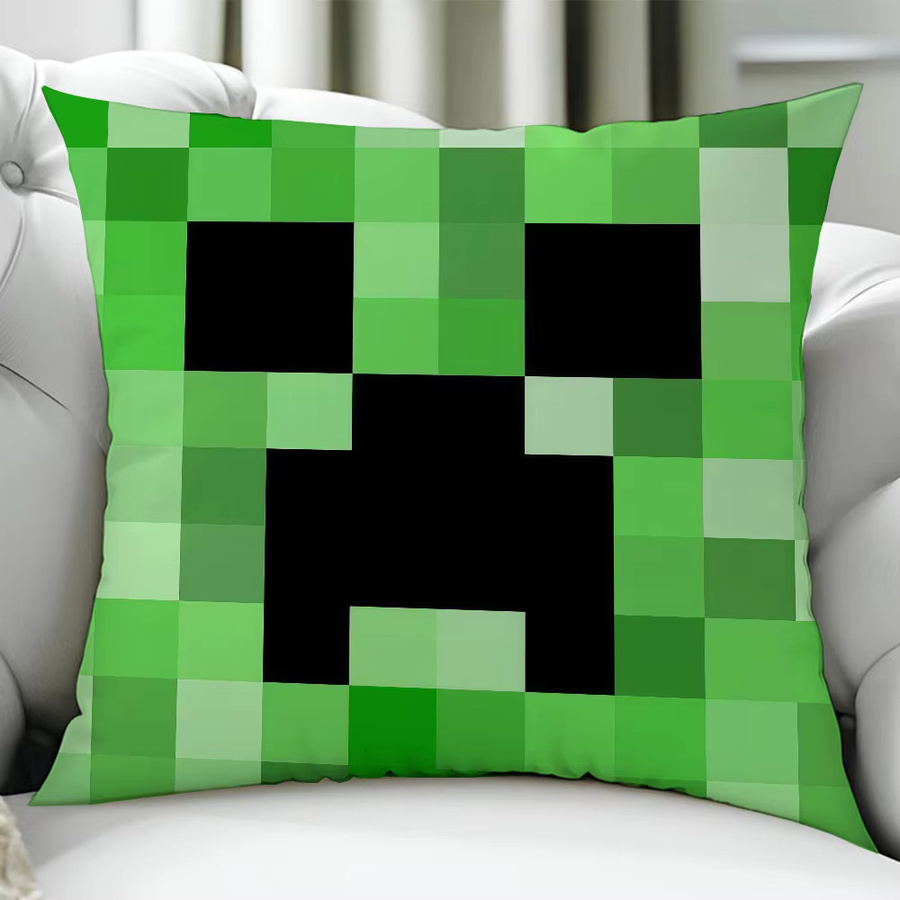 Game M-Minecraft-ES Kissenbezug mit doppelseitigem Druck und Reißverschluss, Schwarz-Grün - Bild 6