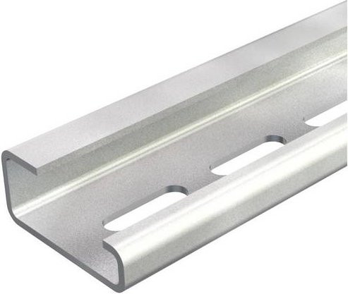 OBO Bettermann Tragschiene 2064 GTPL gelocht aus Stahl in Silber, Länge: 200 cm - Bild 1