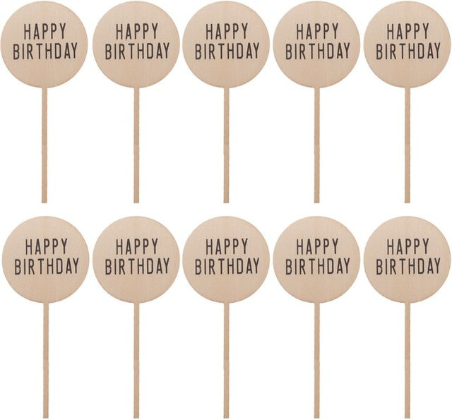 Alles Gute zum Geburtstag Kuchen Dekoration aus Holz in Braun - Bild 1
