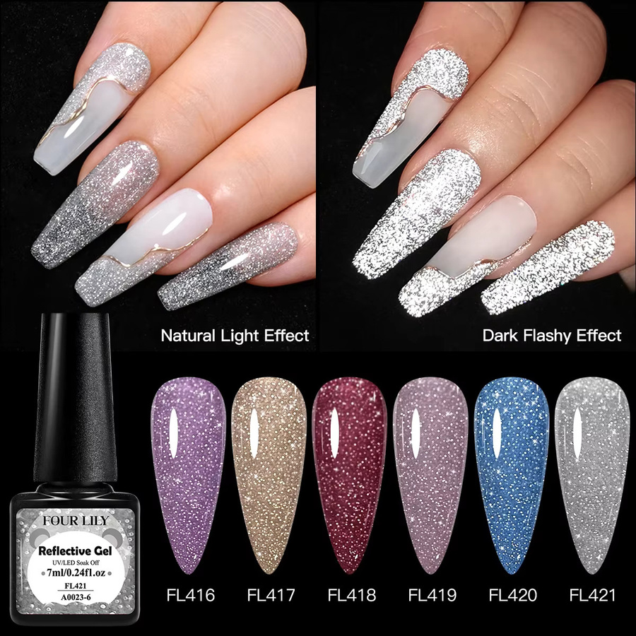 FOUR LILY Nagellack Gel, Silber, glänzend, 7 ml - Bild 3