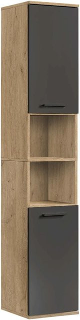 mokebo Bad Hochschrank Der Kapitän in Eiche Schwarz, H x B x T: 180 x 33 x 34 cm - Bild 1