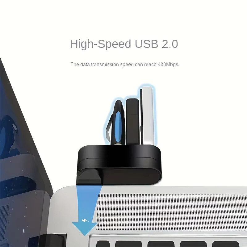 Congdi USB-Hub 3.0 Adapter mit 3 Anschlüssen, drehbar, Schwarz - Bild 3