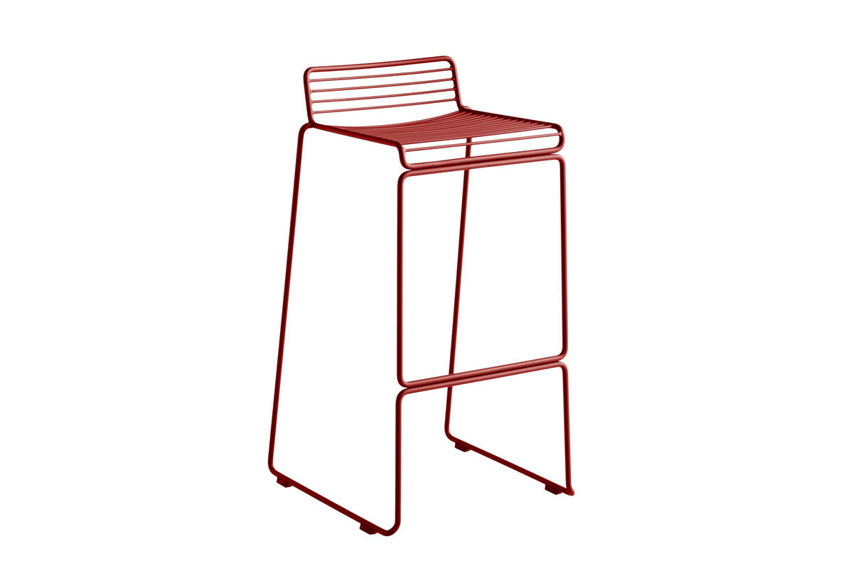 HAY Hee Bar Stool aus pulverbeschichtetem Metalldraht in Rot - Bild 2