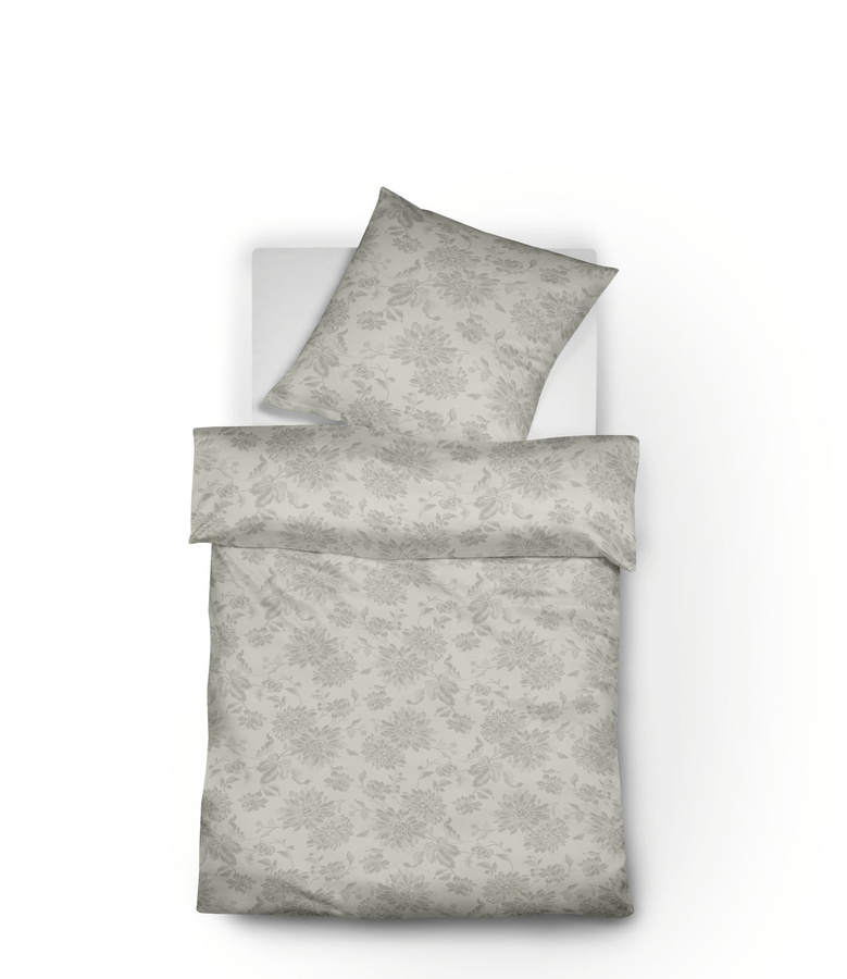 Fleuresse Lech Edelflanell Bettwäsche mit Blumenmuster in Silber und Grau, B/H: 240 x 220 cm, inklusive Kissen 80 x 80 cm - Bild 1
