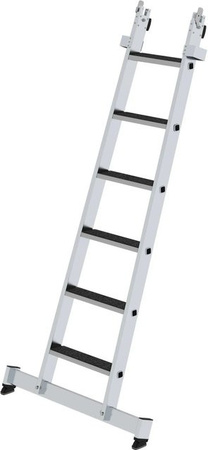 PROREGAL Stufen-Glasreinigerleiter mit Traverse und Clip-Step R13, 6 Stufen, Silber