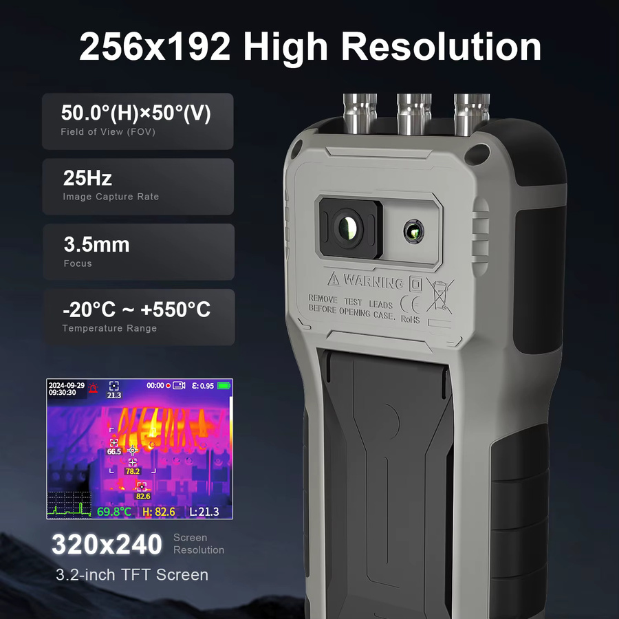TOOLTOP 2-Kanal-Digitaloszilloskop mit 80MHz, 256x192 Wärmebildkamera und 20.000 True-RMS-Multimeter für die industrielle Rohrleitungsinspektion - Bild 2