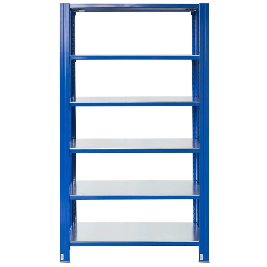 AR Shelving T Profile Steckregal Blau & Verzinkt, 6 Böden, Höhe: 250 cm, Breite: 100 cm, Tiefe: 50 cm - Bild 2