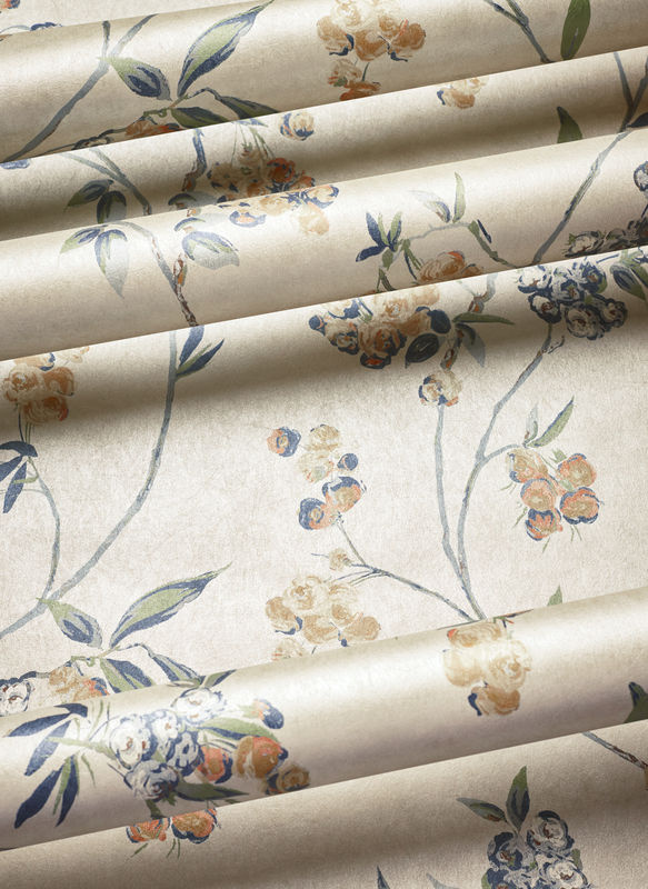 Anna French Tapete Edo Bloom Botanisches Floral Design in Apricot und Slate auf Pearl, Vlies-Tapete - Bild 4