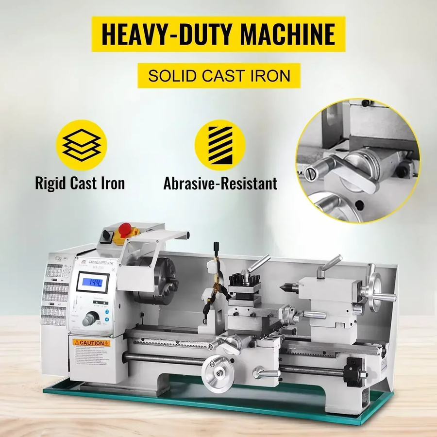 VEVOR Mini-Metalldrehmaschine 750W mit 4-Zoll-3-Backenfutter zum Gewindeschneiden von Metall, B/T/H: 8 x 16 x 16 Zoll - Bild 2