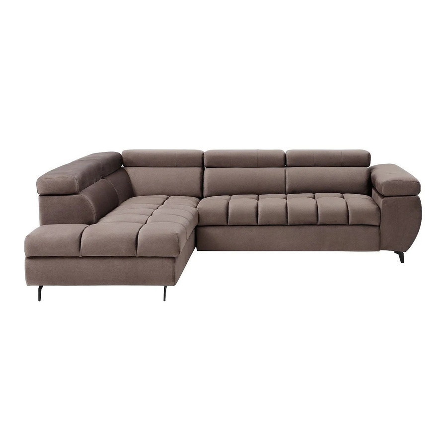 Vente-unique Schlafsofa Niacato in Taupe mit Samtbezug und Metallrahmen, L-Form, Breite: 274 cm, Tiefe: 160 cm, Höhe: 80 cm - Bild 2