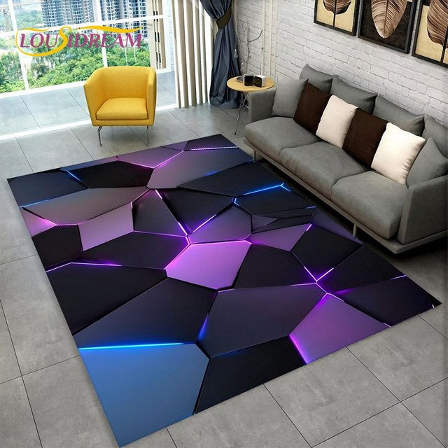 Karpetti 3D-Teppich mit modernem geometrischem Design, rutschfest und waschbar, Mehrfarbig, Breite: 70 cm, Tiefe: 100 cm - Bild 1