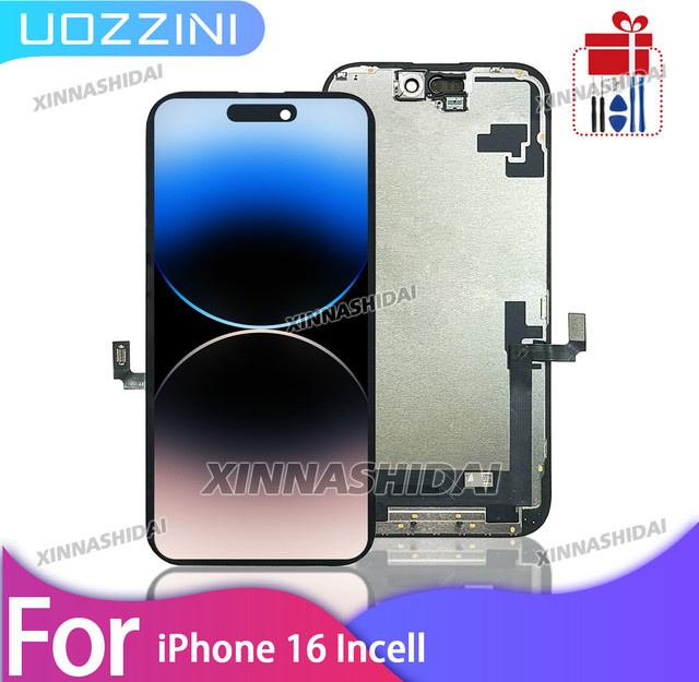 uozzini LCD-Display Touchscreen-Digitizer-Baugruppe für iPhone 16 in Schwarz - Bild 1