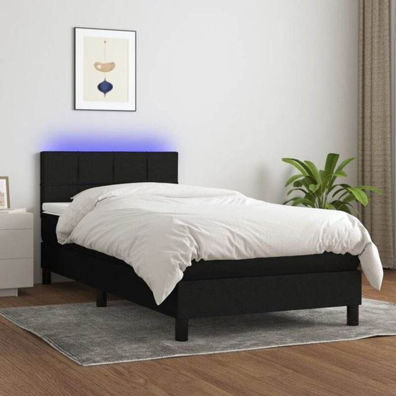 Vidaxl Boxspringbett mit Matratze in Schwarz aus Stoff, B/B/H: 90 x 200 cm - Bild 1