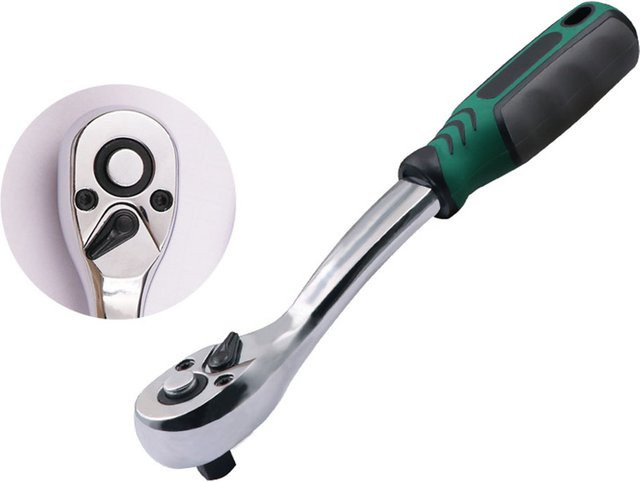 DAZZLEEX Drehmoment-Ratschenschlüssel mit 1/4 Zoll Antrieb, schwenkbarer Steckschlüssel mit 72 Zähnen und Schnellspanner, Silber - Bild 1