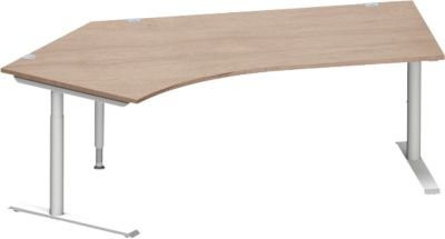 Schäfer Shop Genius Winkelschreibtisch MODENA FLEX 135 Grad Eiche-Dekor mit C-Fuß-Rundrohr und Ansatz links, Breite: 216,5 cm - Bild 1