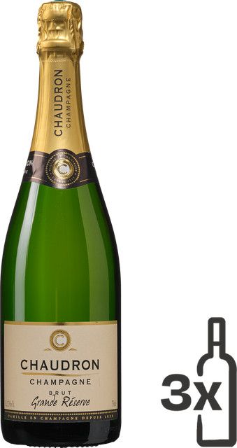 Chaudron Champagne Brut ‘Grande Réserve’, Chardonnay/Pinot Meunier/Pinot Noir, Frankreich, 3 x 0,75 l - Bild 1