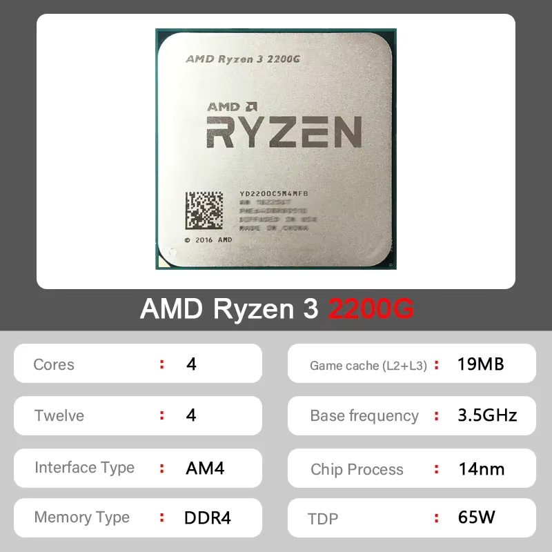 AMD Ryzen 3 2200G Prozessor gebraucht mit 3,5 GHz Zen Architektur, Quad-Core CPU für Sockel AM4, Farbe Silber - Bild 3