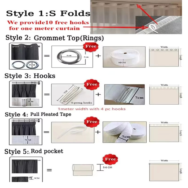 Nanavtoria Transparent Vorhang aus Tüll und Leinen in Weiß, Modernes Design für Wohnzimmer und Schlafzimmer, Breite: 100 cm, Höhe: 130 cm - Bild 3