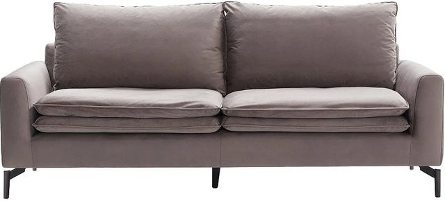 Vente-unique Sofa Isena in Taupe mit Samtbezug, Breite: 211 cm - Bild 1