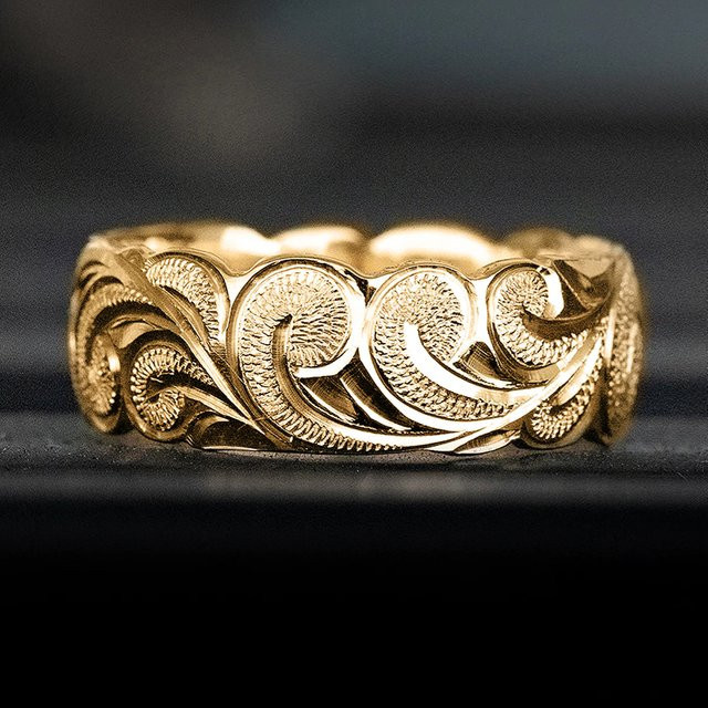 Huitan Ring, Blumenmuster, Gold, Damen - Bild 1