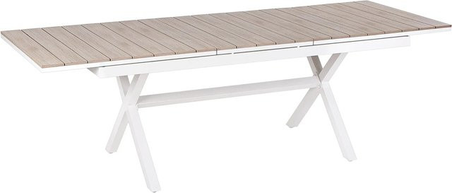 Beliani Gartentisch FANES aus Aluminium in Weiss und Holzfarben, ausziehbar, B/T/H: 184 x 90 x 76 cm - Bild 1