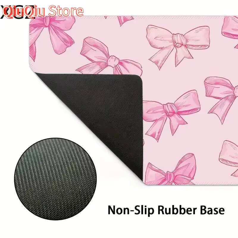 Potdemiel Mauspad mit rosa Schleife, große Schreibtischunterlage als Spielmatte, B/T: 90 x 40 cm, rutschfeste Gummiunterseite und waschbar - Bild 2