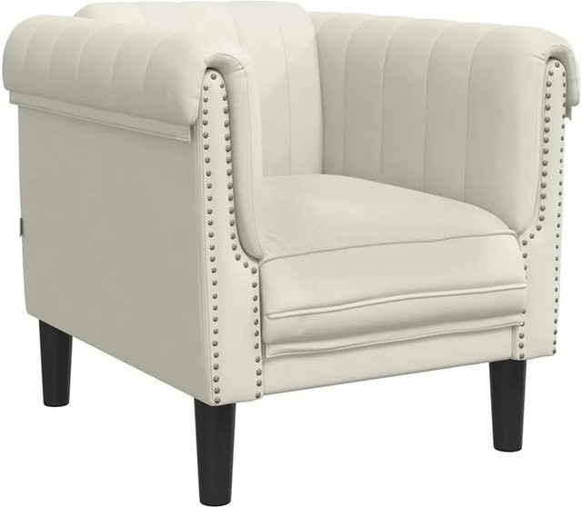 vidaXL Sessel aus Samt in Creme Beige mit Armlehnen und Holzgestell - Bild 1