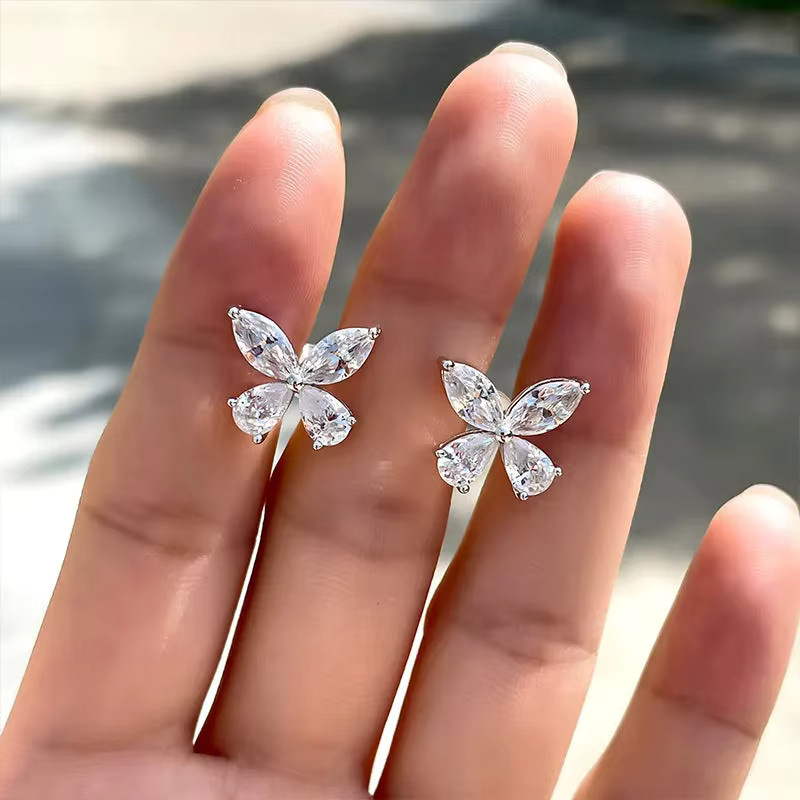 Huitan Ohrstecker, Kristall, Schmetterling, Silber, Damen - Bild 4