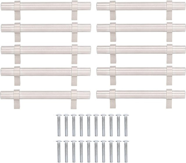 TOMTOP JMS Schrankgriffe aus Edelstahl in Silber, 10 Stück, modernes Design, gebürstet - Bild 1