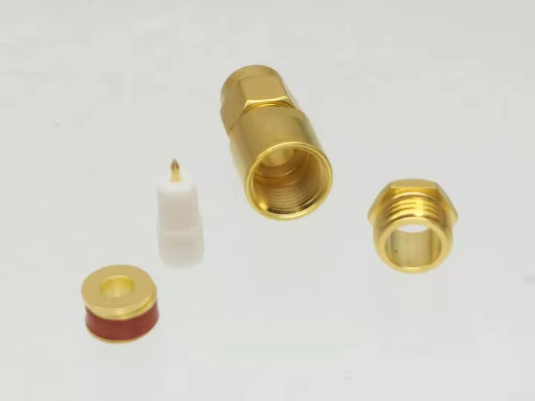 SMA Stecker Klemme gerade für RG58 RG142 LMR195 RG400 Koaxialkabel in Gold - Bild 2