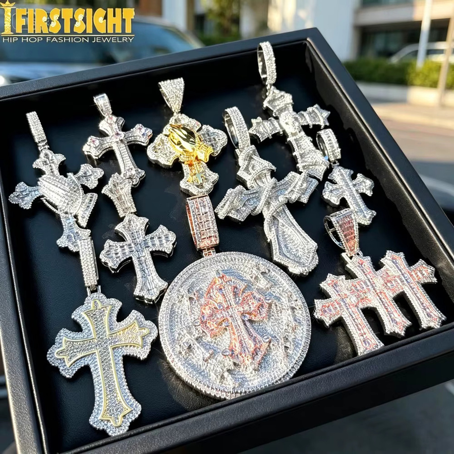 Halskette mit Kreuz-Anhänger, Bicolor, Zirkonia, Herren - Bild 2